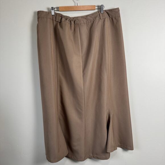 NWT CJ Banks Size 24 Midi Skirt A-Line Tan Women's Modest Career Western - Picture 7 of 10